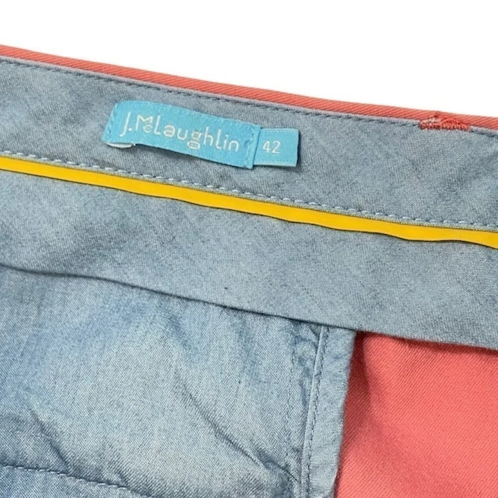 J.McLaughlin Mens Cotton Flat Front Shorts embroidered circling gray sharks S 42